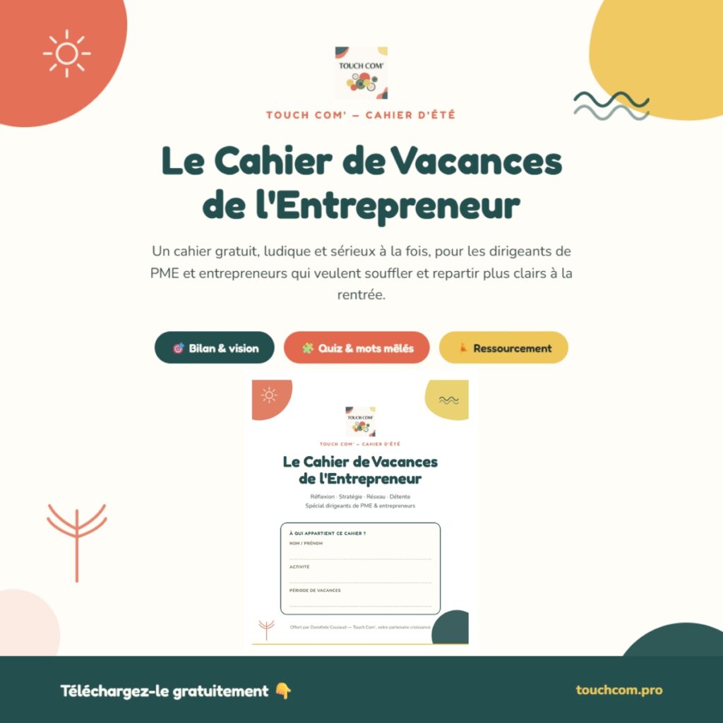 agende communication touch com - cahier de vacances entrepreneur été 2026